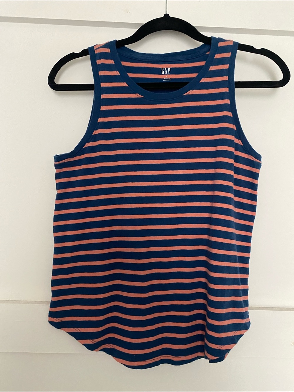 GAP Blue & Coral Striped Tank Top
